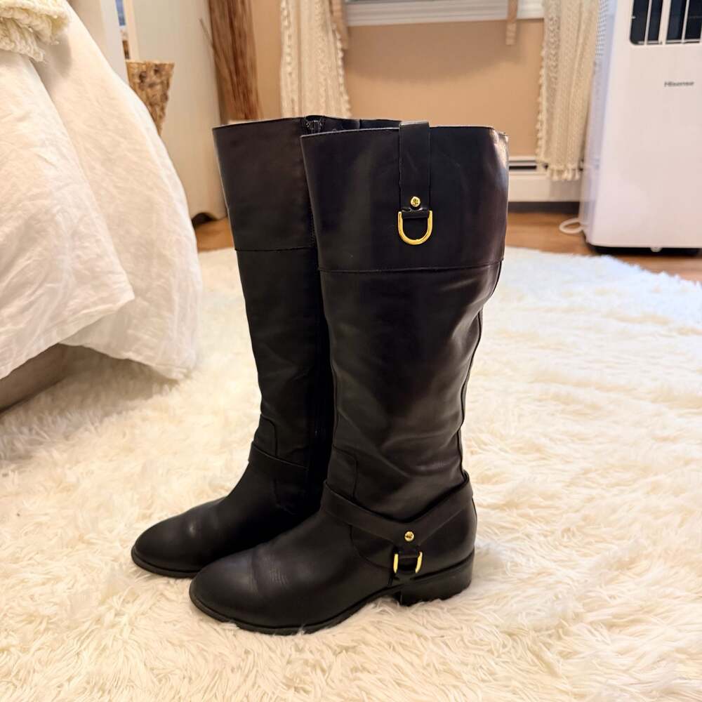Lauren Ralph Lauren Mesa Black Leather Equestrian Riding Boots - Picture 5 of 7